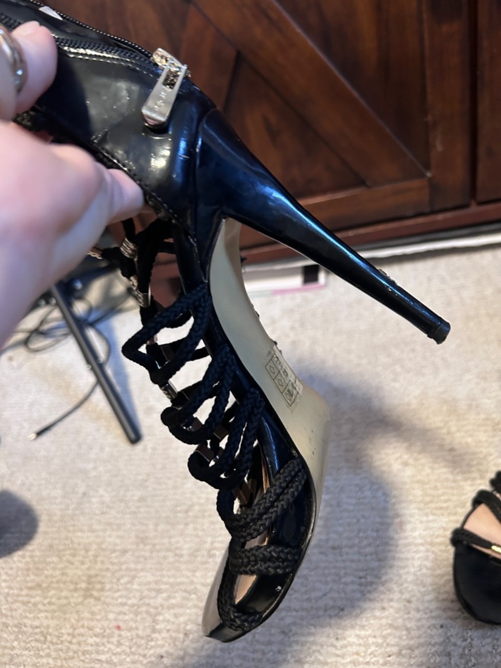 Bebe Black Strappy Cage Heels w/ Metallic Rope Detail – Size 9 - Picture 10 of 16